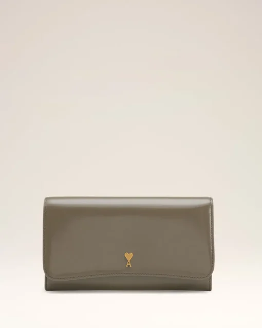 Portefeuille Continental Gris Paris Paris En Cuir Glacé