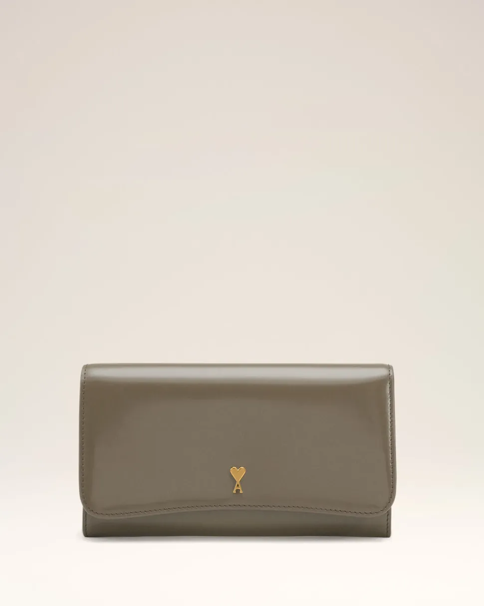 Portefeuille Continental Gris Paris Paris En Cuir Glacé