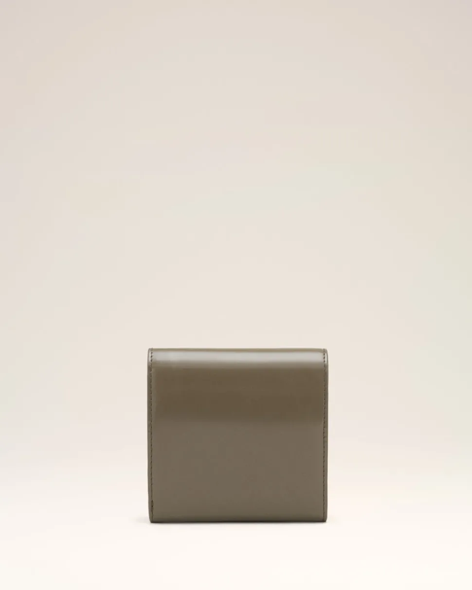 Portefeuille Gris Compact Paris Paris En Cuir Glacé