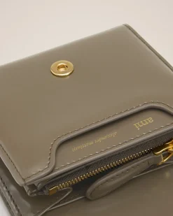 Portefeuille Gris Compact Paris Paris En Cuir Glacé