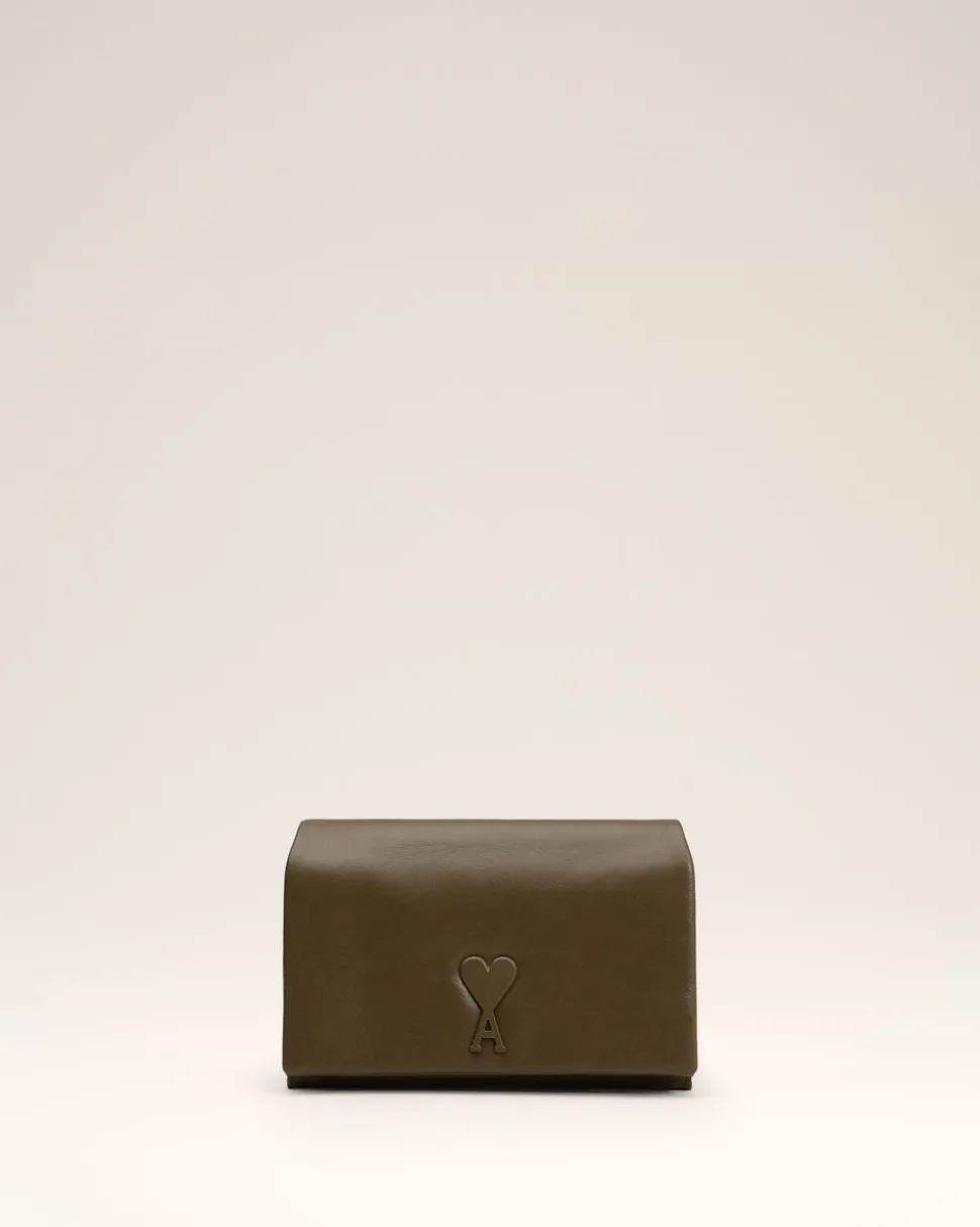 Portefeuille Kaki A Bandoulière Voulez-Vous En Cuir