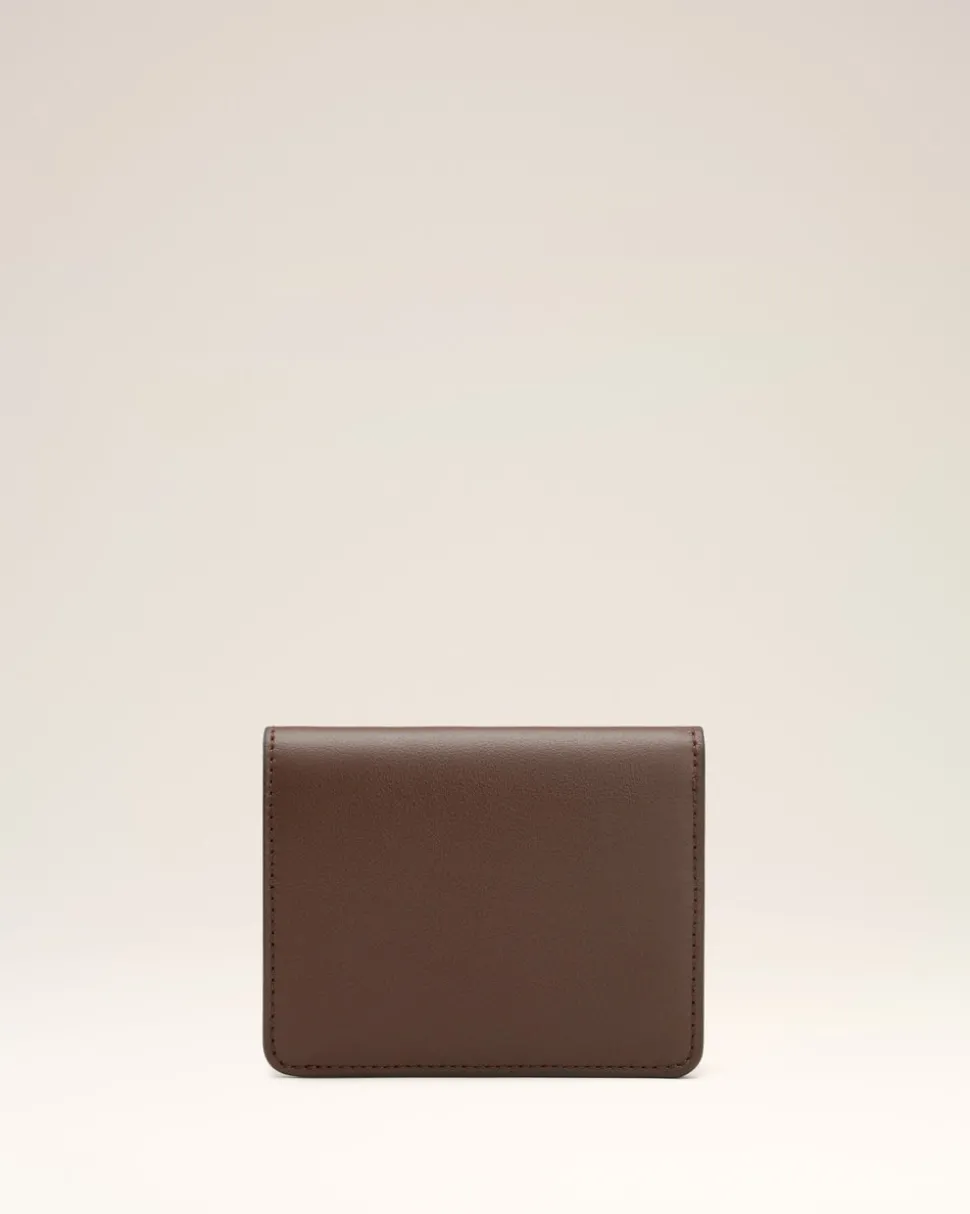 Portefeuille Plié Marron Carrousel En Cuir Lisse