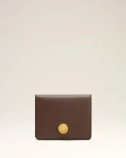 Portefeuille Plié Marron Carrousel En Cuir Lisse