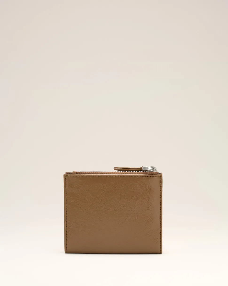 Portefeuille Plié Marron Voulez Vous En Cuir Lisse