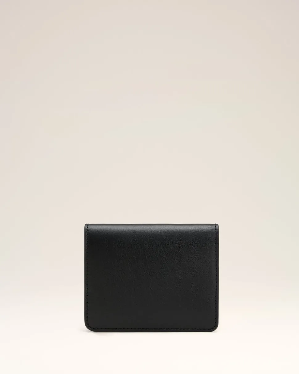 Portefeuille Plié Noir Carrousel En Cuir Lisse