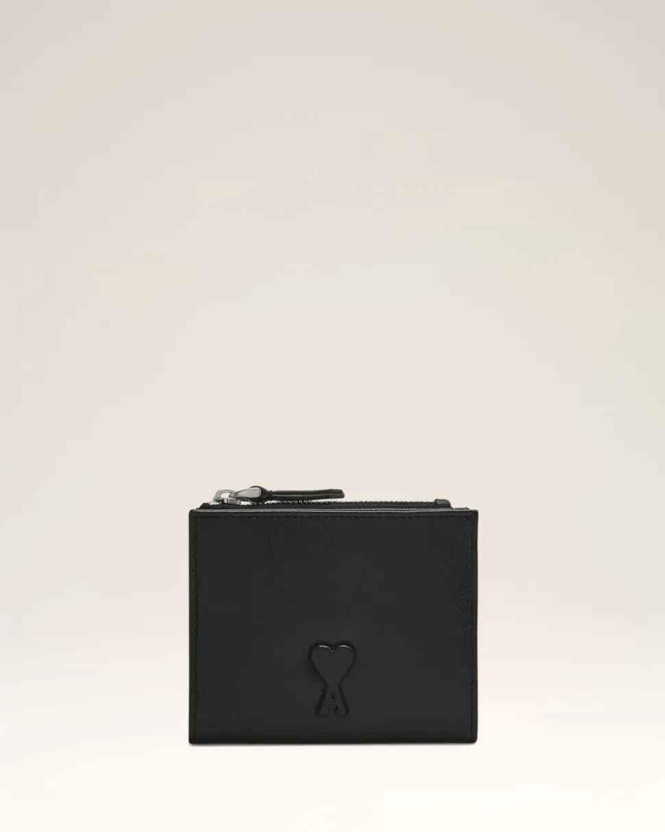 Portefeuille Plié Noir Voulez Vous En Cuir Lisse