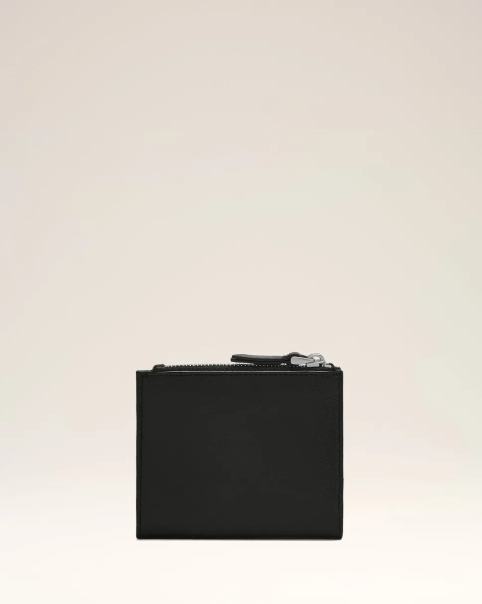 Portefeuille Plié Noir Voulez Vous En Cuir Lisse