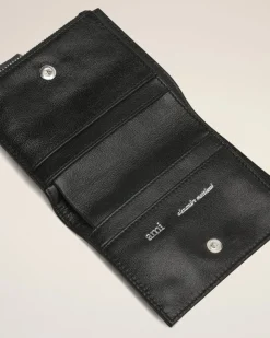 Portefeuille Plié Noir Voulez Vous En Cuir Lisse