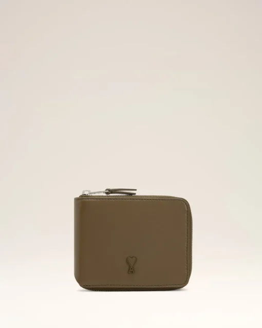 Portefeuille Vert Compact Ami De Coeur En Cuir Lisse