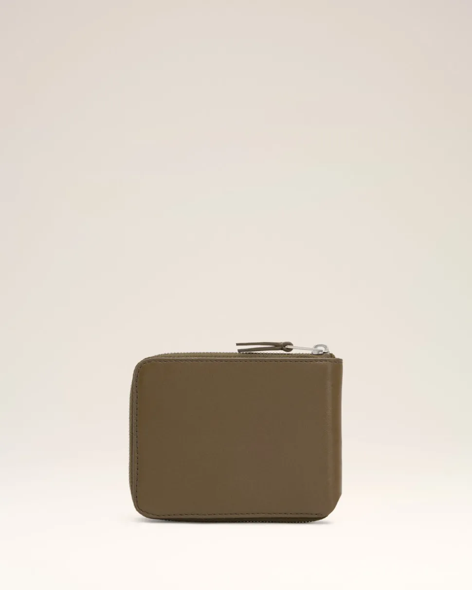 Portefeuille Vert Compact Ami De Coeur En Cuir Lisse