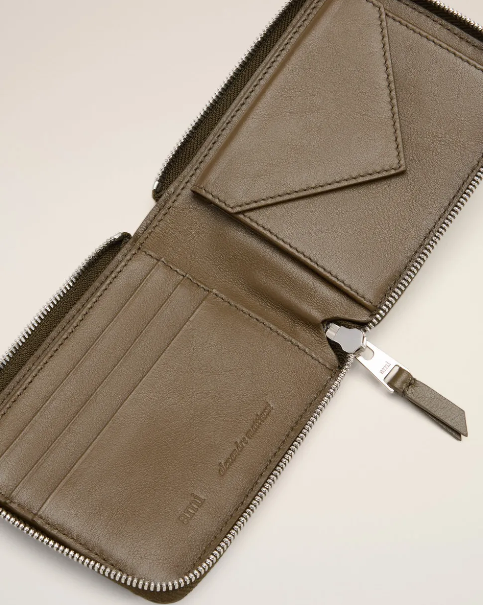 Portefeuille Vert Compact Ami De Coeur En Cuir Lisse