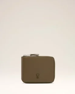 Portefeuille Vert Compact Ami De Coeur En Cuir Lisse