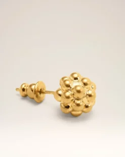 Puces Oreilles Dorées Perlées En Laiton