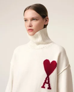 Pull Blanc Ami de Coeur En Laine