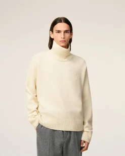 Pull Blanc Col Cheminée Ami De Coeur En Laine