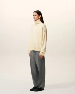 Pull Blanc Col Cheminée Ami De Coeur En Laine