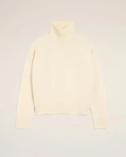Pull Blanc Col Cheminée Ami De Coeur En Laine