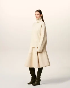 Pull Blanc Col Cheminée En Laine