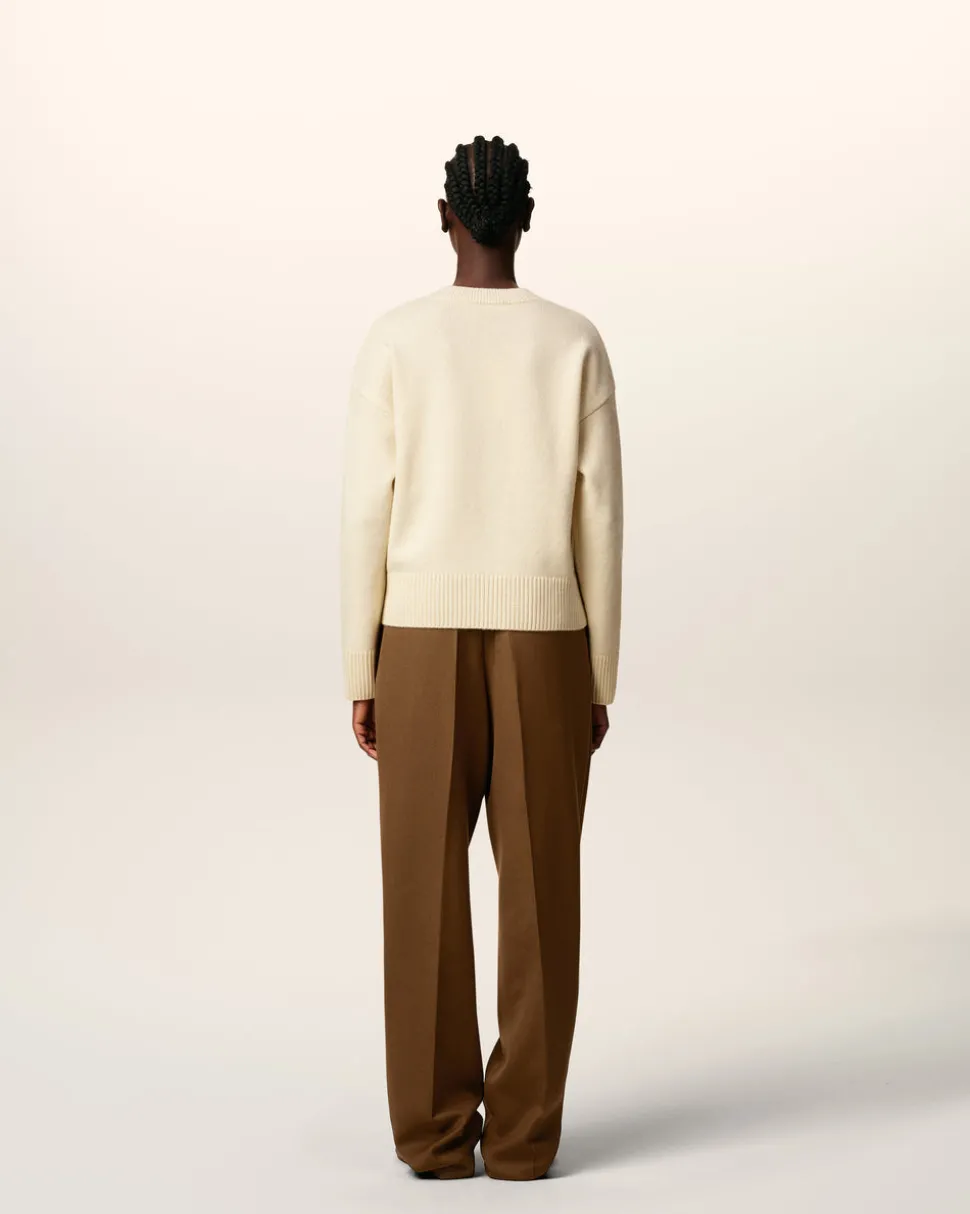 Pull Blanc Col V Ami De Coeur En Laine