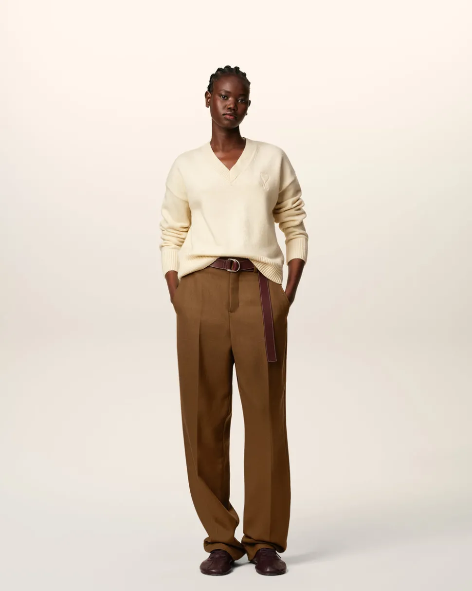 Pull Blanc Col V Ami De Coeur En Laine