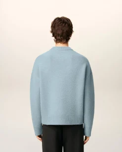 Pull Bleu Col Rond Ami De Coeur En Alpaga