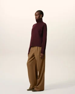 Pull Bordeaux Col Cheminée Ami De Coeur En Laine