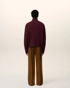 Pull Bordeaux Col Cheminée Ami De Coeur En Laine