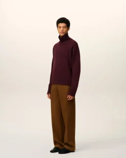 Pull Bordeaux Col Cheminée Ami De Coeur En Laine