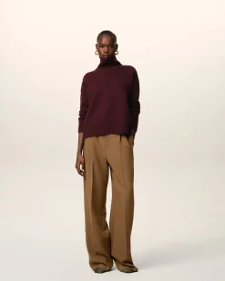 Pull Bordeaux Col Cheminée Ami De Coeur En Laine