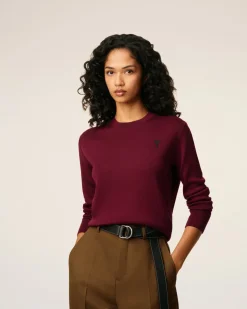 Pull Bordeaux Col Rond Ami De Coeur En Laine