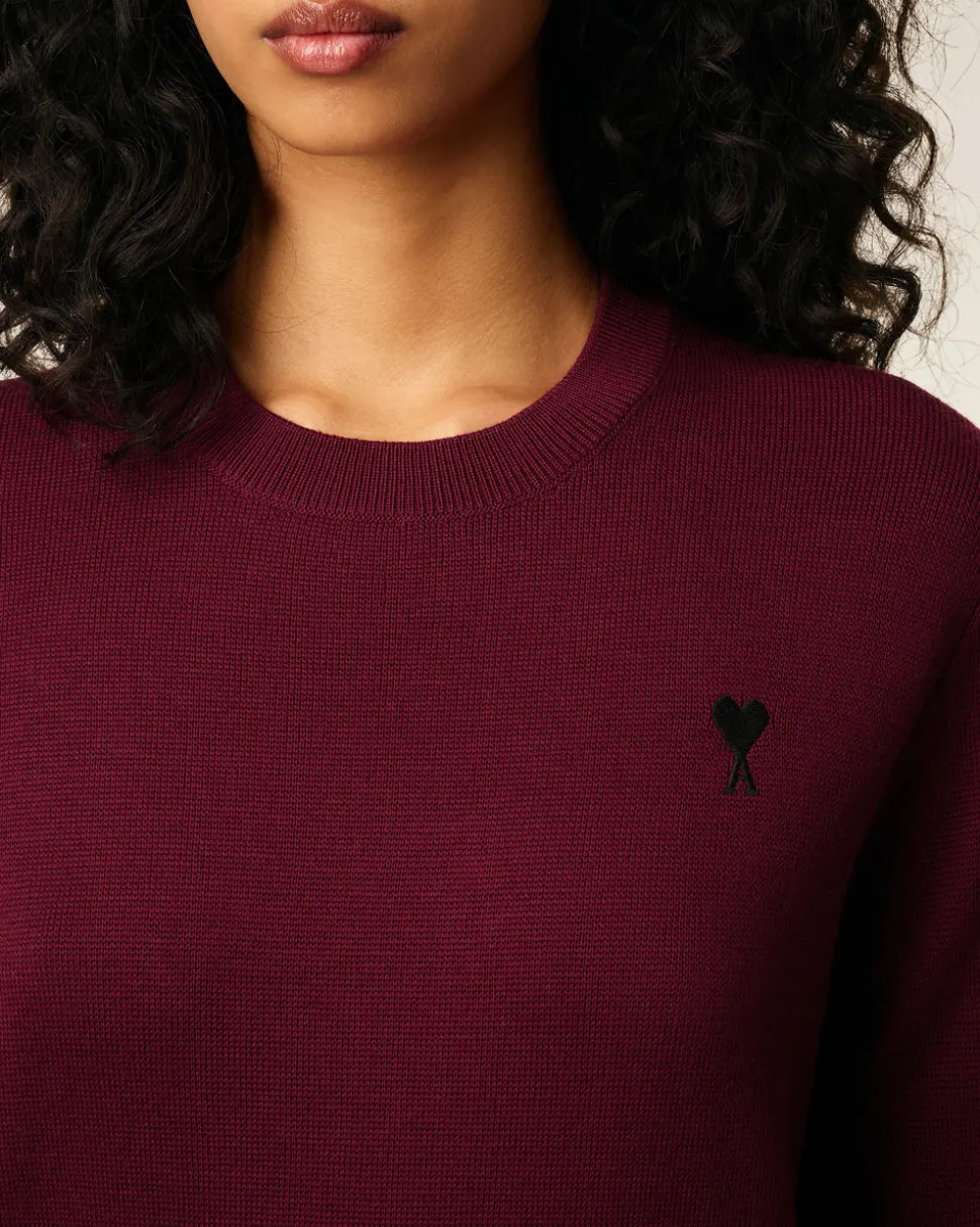 Pull Bordeaux Col Rond Ami De Coeur En Laine