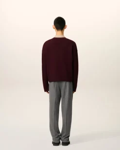 Pull Bordeaux Col V Ami De Coeur En Laine