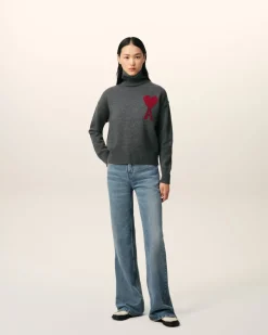 Pull Gris Ami de Coeur En Laine