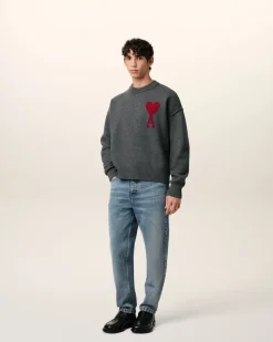 Pull Gris Ami de Coeur En Laine