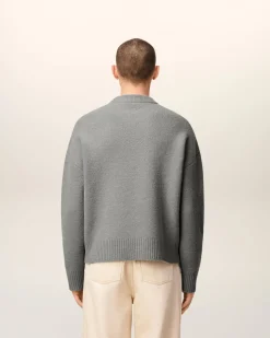 Pull Gris Col Rond Ami De Coeur En Alpaga