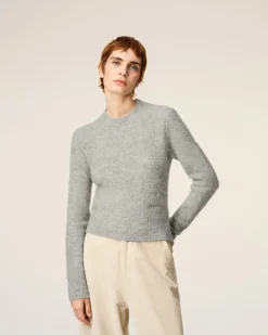 Pull Gris Col Rond En Alpaga
