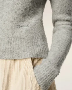 Pull Gris Col Rond En Alpaga