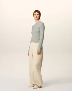 Pull Gris Col Rond En Alpaga