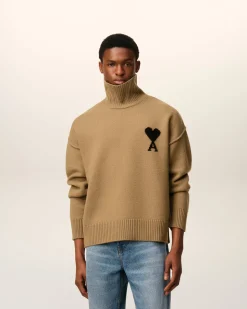 Pull Marron Col Cheminée Ami De Coeur En Laine