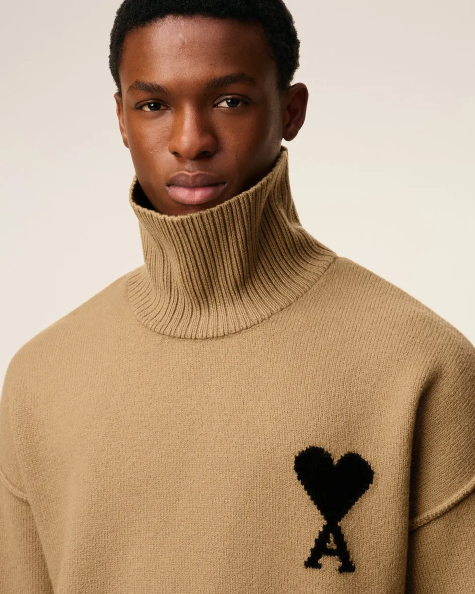 Pull Marron Col Cheminée Ami De Coeur En Laine