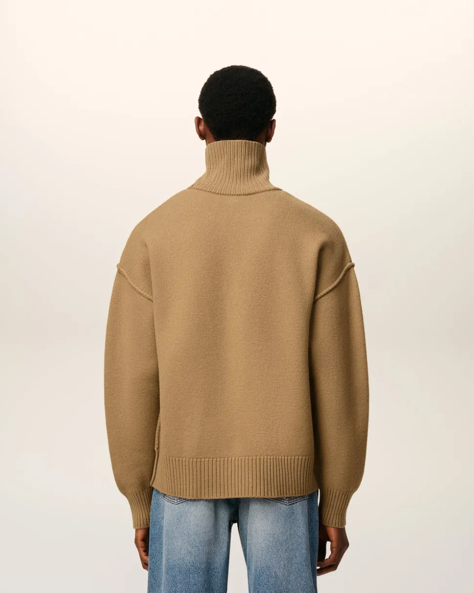 Pull Marron Col Cheminée Ami De Coeur En Laine