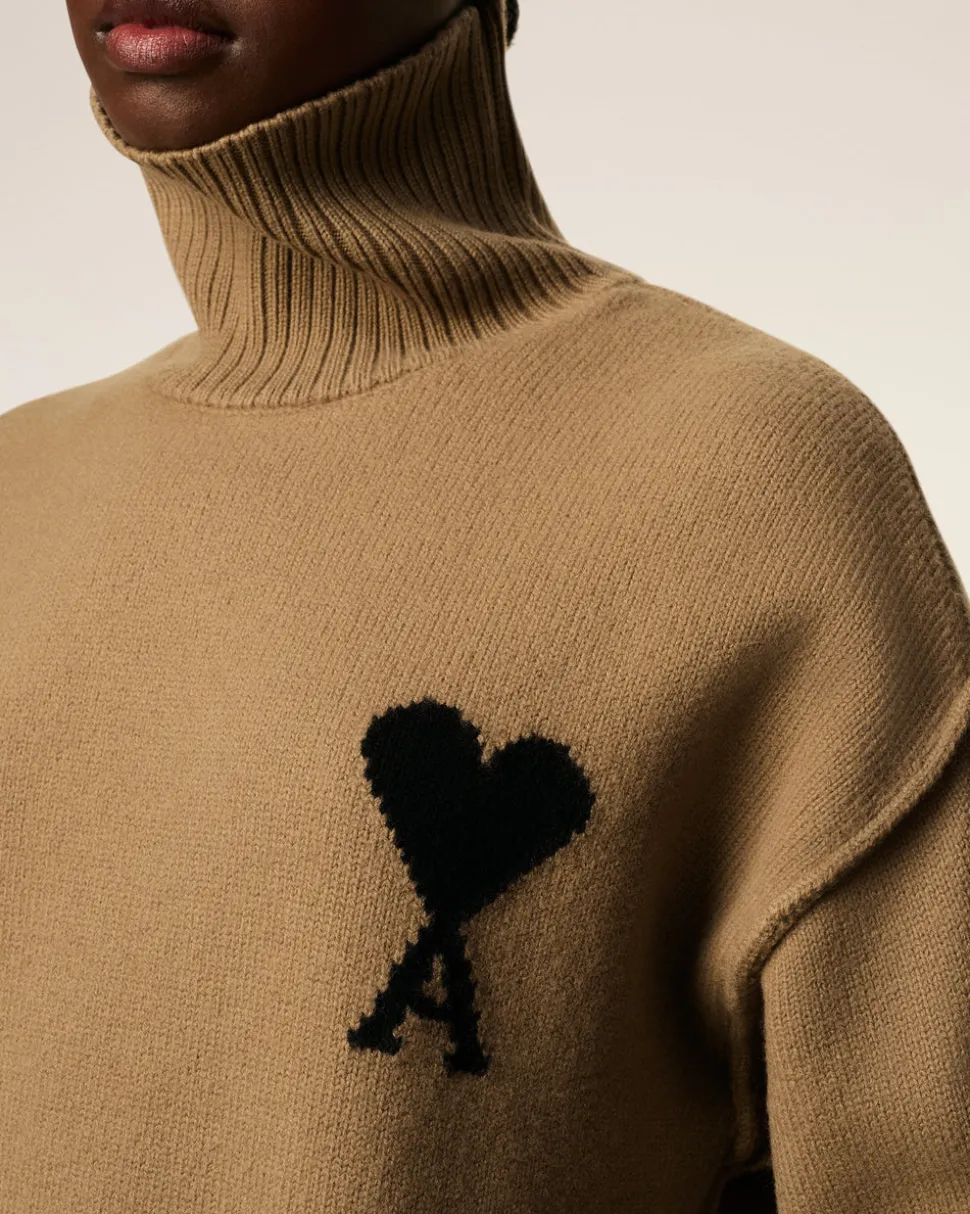 Pull Marron Col Cheminée Ami De Coeur En Laine