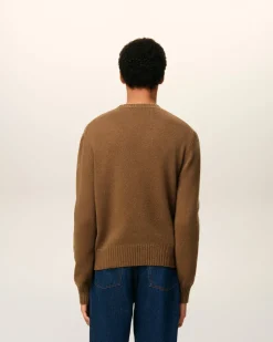 Pull Marron Col Rond Ami De Coeur En Cachemire