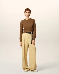 Pull Marron Col Rond Ami De Coeur En Cachemire