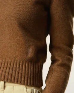 Pull Marron Col Rond Ami De Coeur En Cachemire