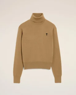 Pull Marron Col Roulé Ami De Coeur En Laine