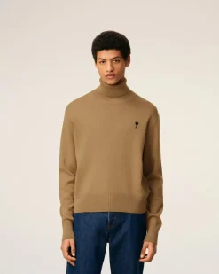 Pull Marron Col Roulé Ami De Coeur En Laine