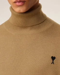 Pull Marron Col Roulé Ami De Coeur En Laine