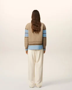 Pull Marron College En Laine Côtelée