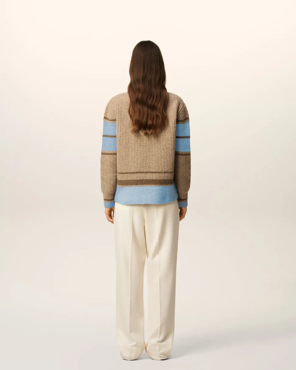 Pull Marron College En Laine Côtelée